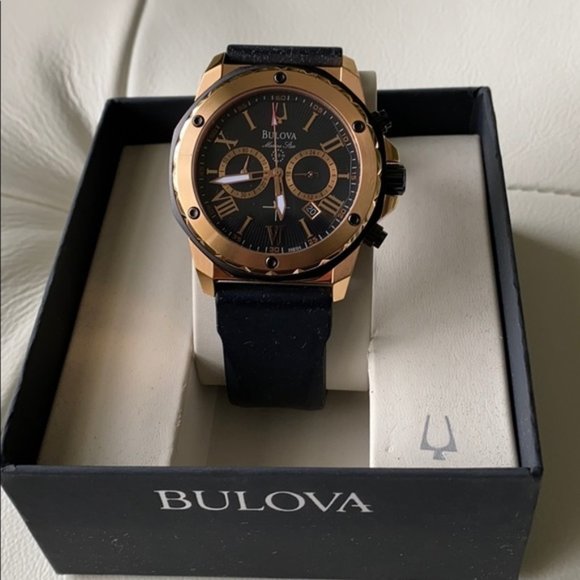 Bulova chronograph watch rose gold